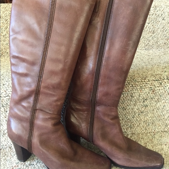 jcpenney Shoes Genuine Brown Distressed Leather Boots In 7m Poshmark